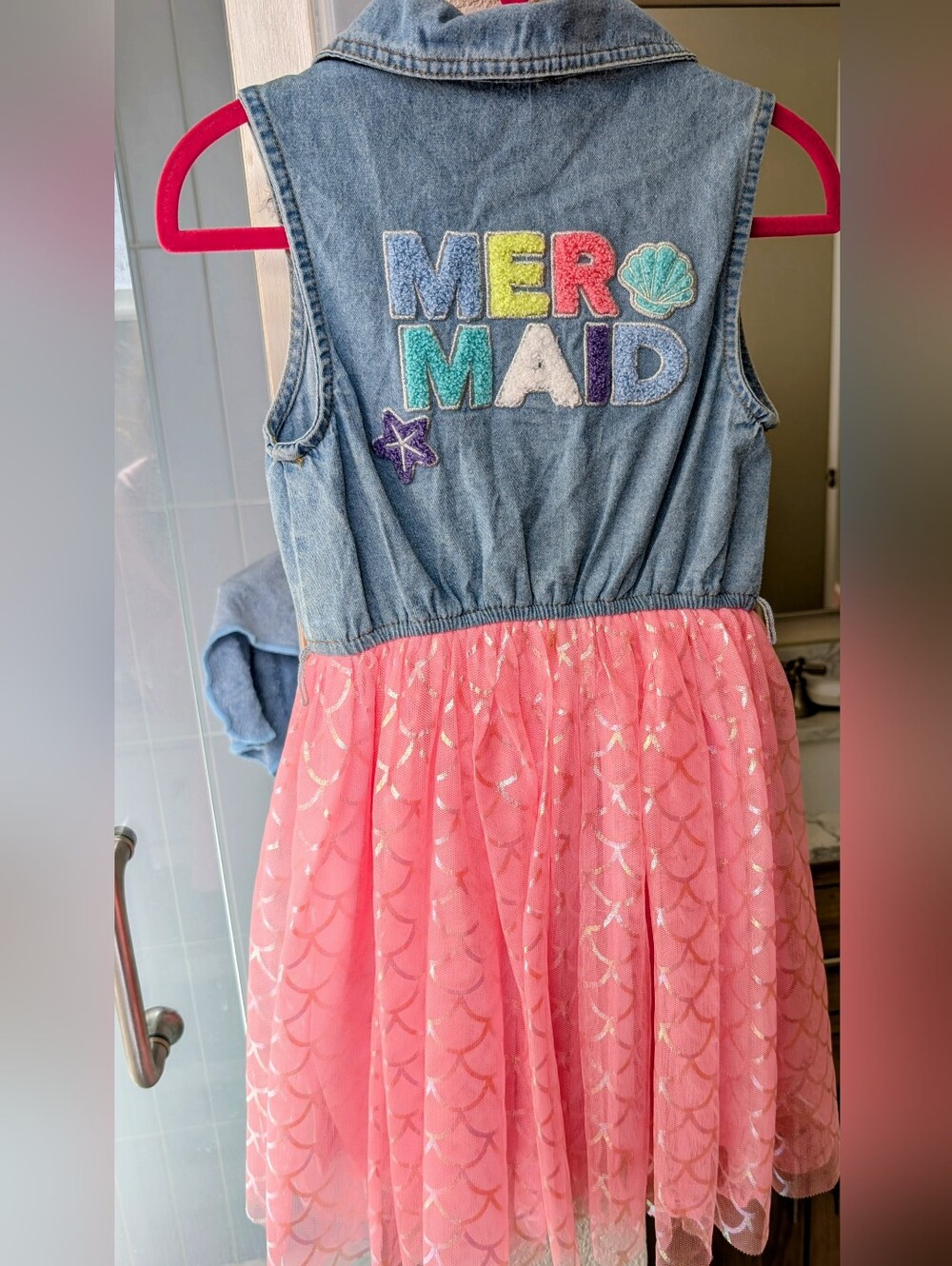 Mermaid Denim & Pink Tulle Dress
